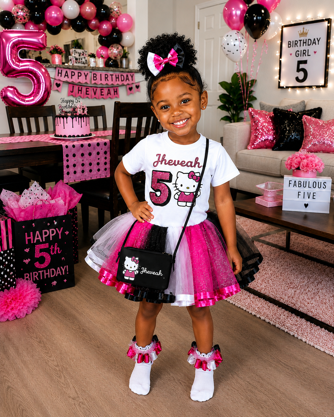 Pink, Black and White Tutu Set