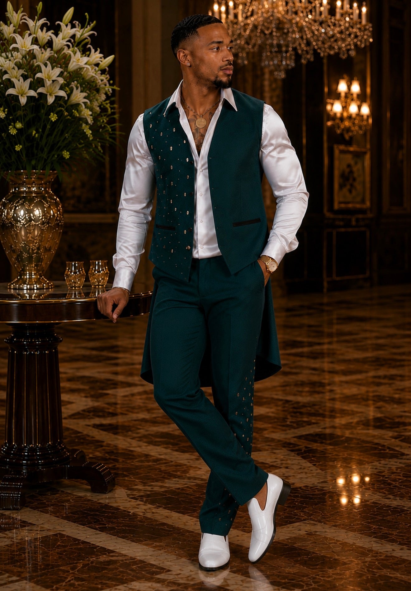 Charming Emerald Vest Set