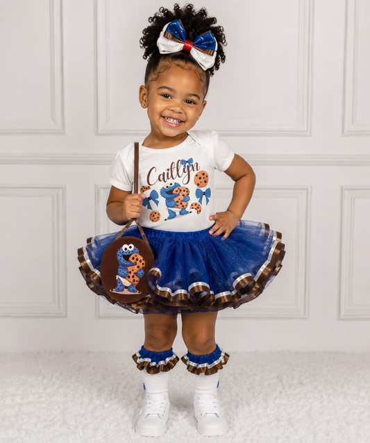 Blue, Brown & White Glitter Tutu Set
