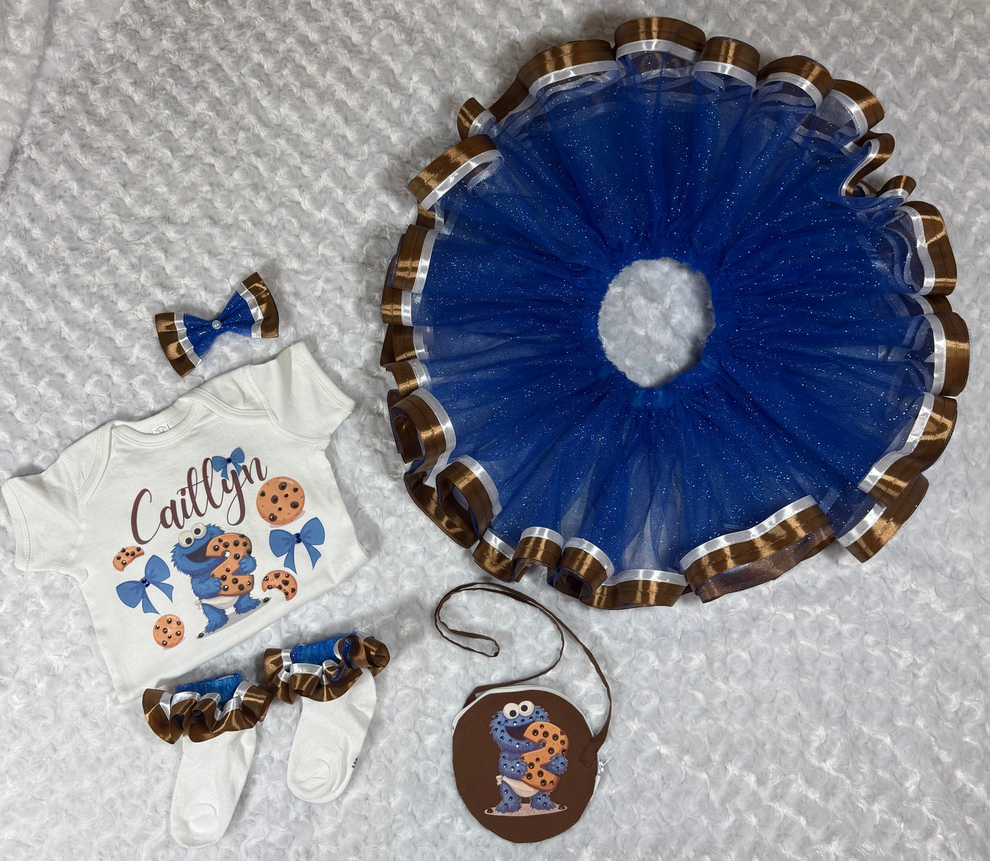 Blue, Brown & White Glitter Tutu Set