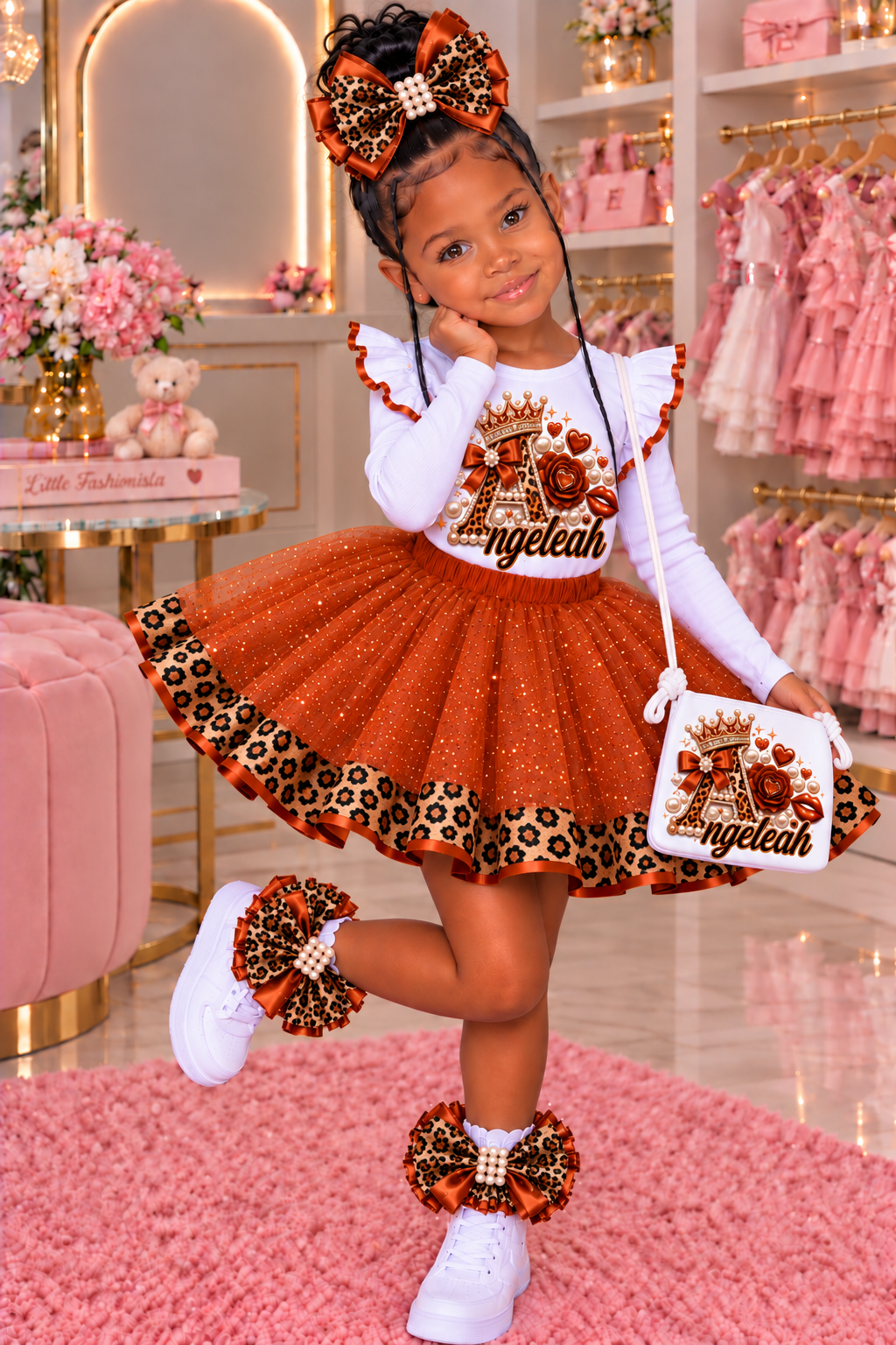 Cheetah Plaid Tutu Set Orange