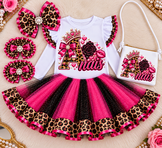 Cheetah Plaid Tutu Set Pink