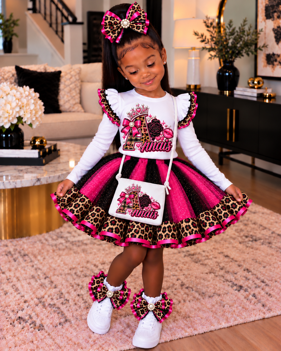Cheetah Plaid Tutu Set Pink