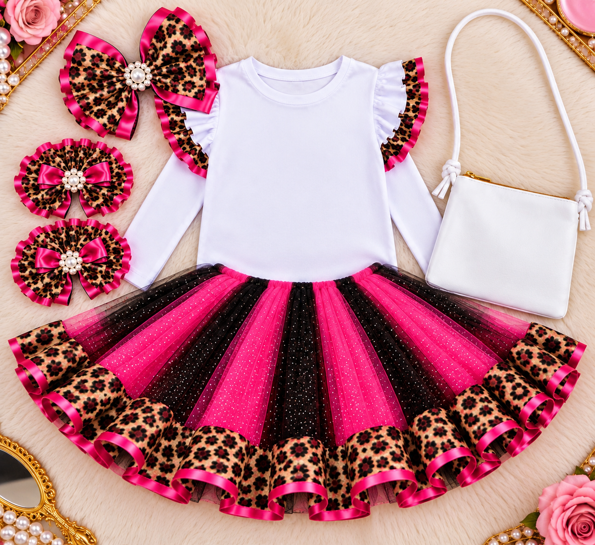 Cheetah Plaid Tutu Set Pink
