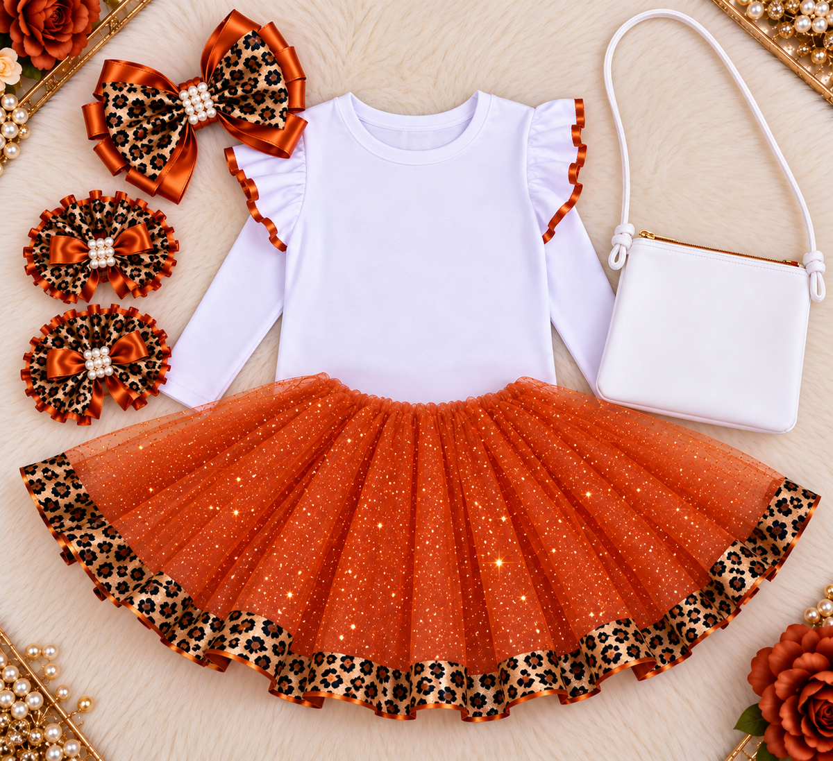 Cheetah Plaid Tutu Set Orange